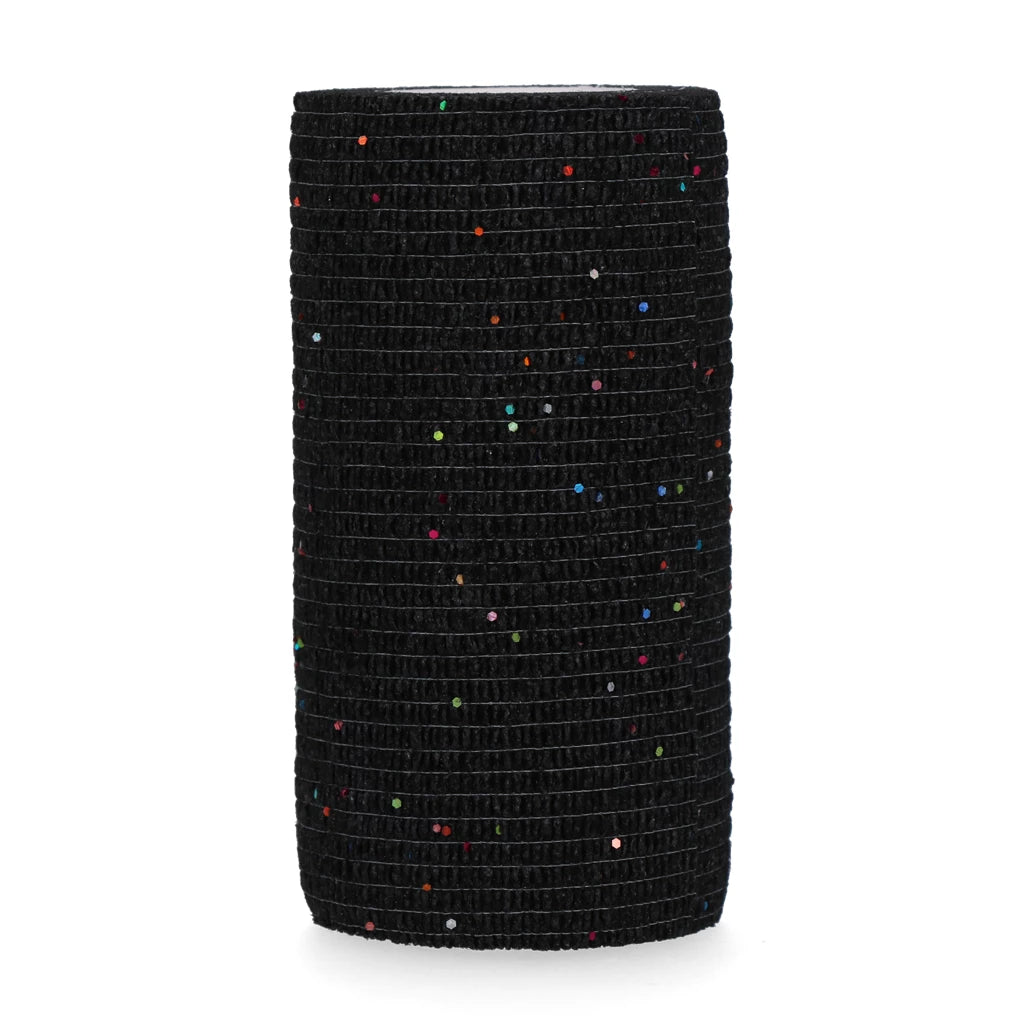 Elastisk självhäftande bandage 10cm - SVART med glitter