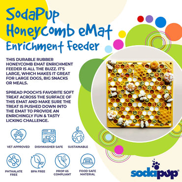 SodaPup Slikkemåtte Stor Honeycomb Gul