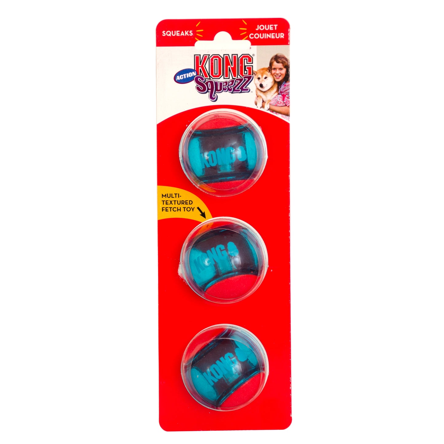 KONG Squeezz Action Ball 3 stk. Mellem