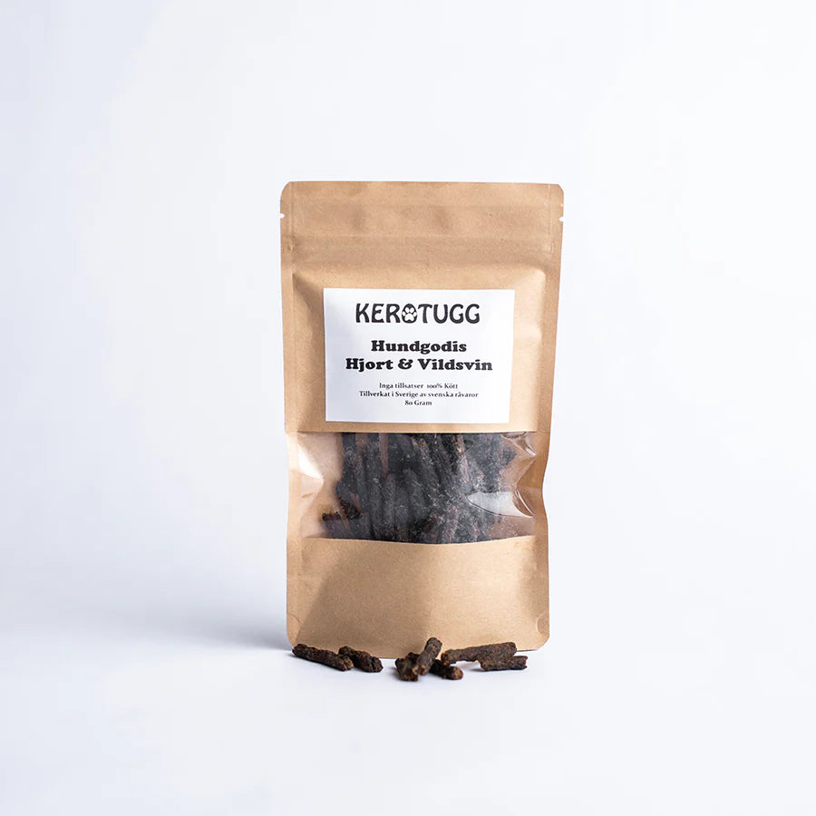Kerotugg-Hundgodis 80g Hjort & Vildsvin- SVENSKT