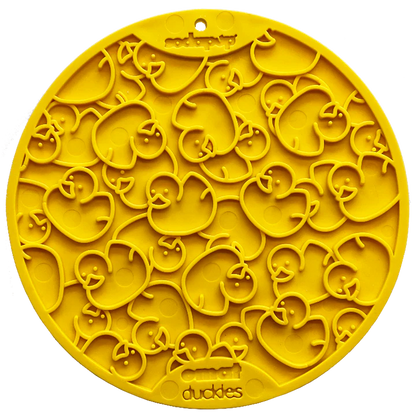 SodaPup Lick Mat rund med sugpropp Yellow Duckies