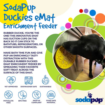 SodaPup Slikkemåtte rund med sugekop Yellow Duckies