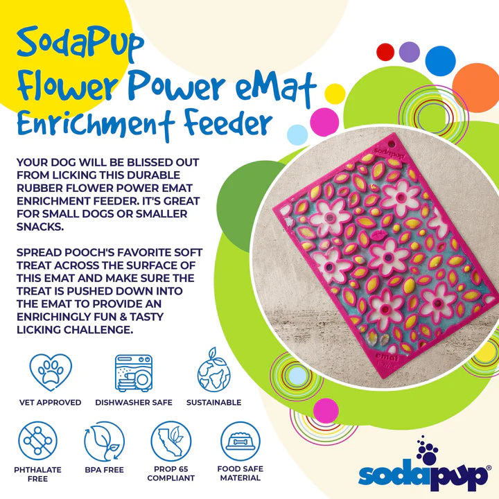 SodaPup Slikkemåtte Large Flower Power Pink