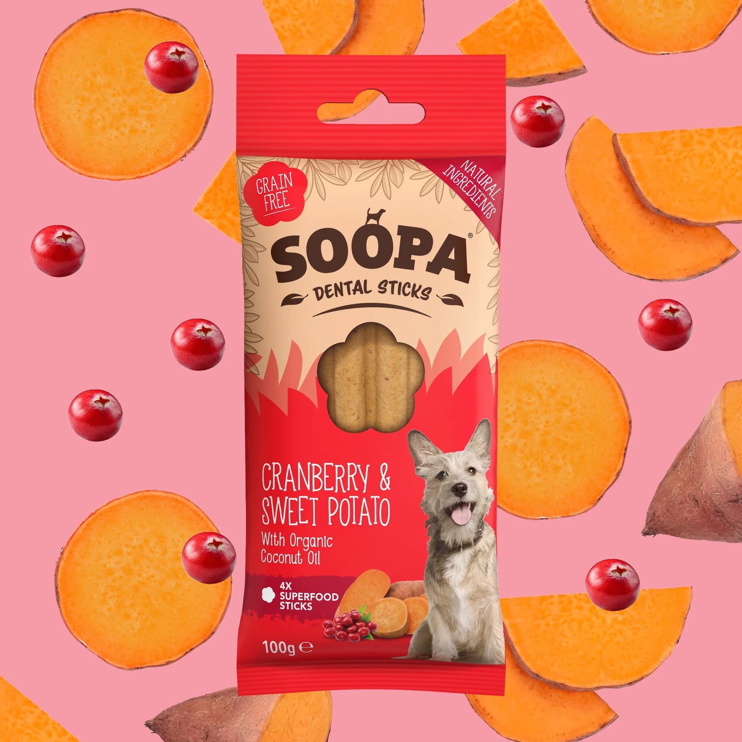SOOPA Dental Sticks Tranbär & Sötpotatis