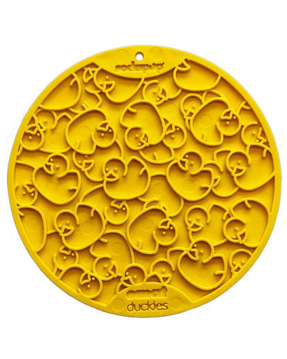 SodaPup Lick Mat rund med sugpropp Yellow Duckies